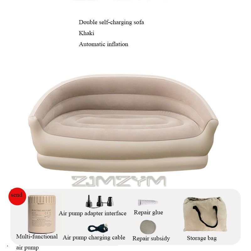 Outdoor Furniture Lounge Set - โซฟาเป่าลมอัตโนมัติแบบพับได้ สำหรับงานเทศกาลดนตรี พักผ่อน แคมป์ปิ้ง พร้อมปั๊มลมไฟฟ้าแบบถอดได้
