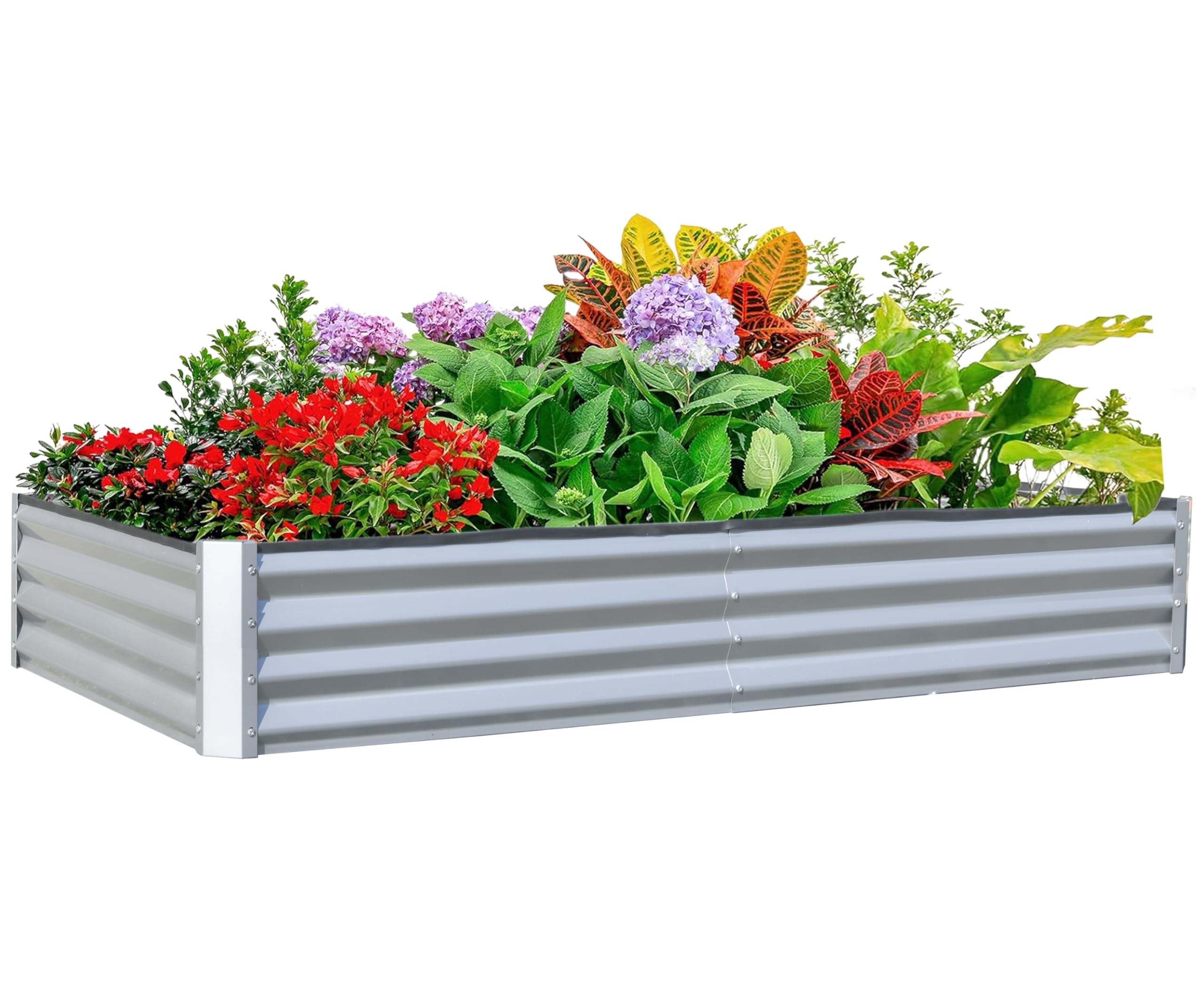 Planter Raised Metal - แปลงปลูกผักยกพื้นชุบสังกะสี ขนาด 6x3x1 ฟุต กระถางปลูกต้นไม้กลางแจ้ง กล่องปลูกต้นไม้โลหะขนาดใหญ่