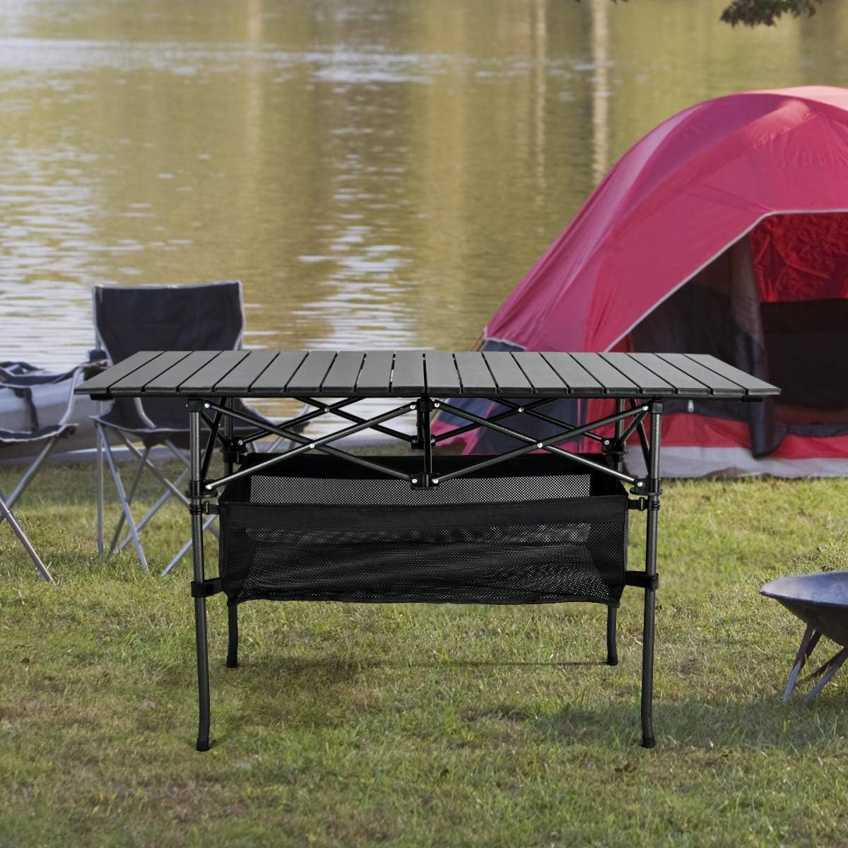 Outdoor Furniture Europe - โต๊ะพับได้แบบพกพา โต๊ะอลูมิเนียมพับเก็บได้ น้ำหนักเบา ปรับความสูงได้ พร้อมกระเป๋าหิ้ว ใช้ได้ทั้งในร่มและกลางแจ้ง