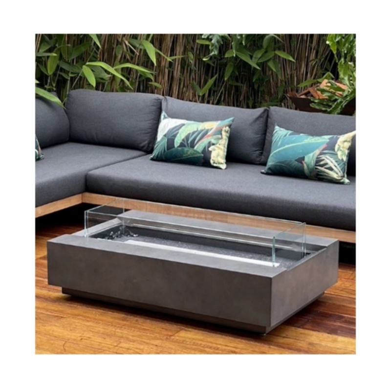 Outdoor Furniture With Fire Pit Table - เตาผิงเหล็กคอร์เทนสมัยใหม่ ชุดเฟอร์นิเจอร์กลางแจ้งแบบใช้แก๊ส โต๊ะเตาผิงขนาดใหญ่ เตาผิงแก๊สขนาดใหญ่