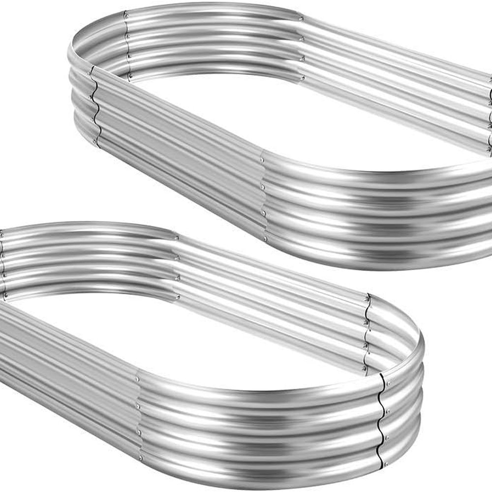 Planter Raised Metal - กระถางปลูกผักทรงรีชุบสังกะสี 2 ใบ ขนาด 10x4x1 ฟุต