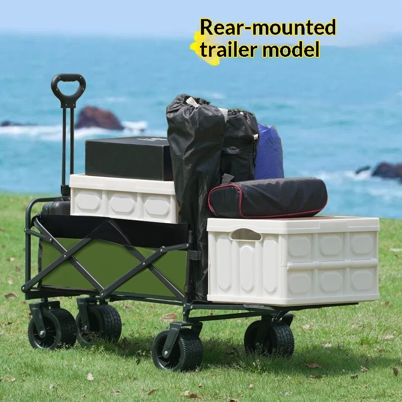 Outdoor Furniture With Storage - รถเข็นอเนกประสงค์แบบพับได้ 4 ล้อ สำหรับแคมป์ปิ้ง รับน้ำหนักได้ 175