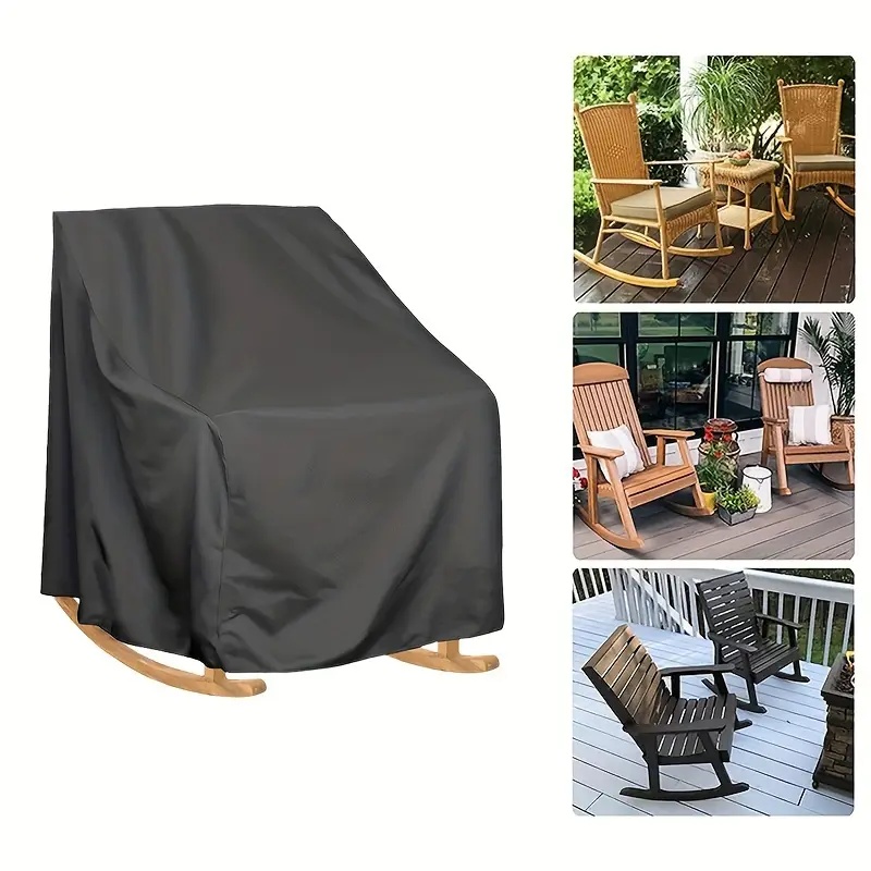 Outdoor Furniture Fabric - ผ้าคลุมเก้าอี้โยกกลางแจ้งแบบผ้าอ็อกซ์ฟอร์ดสำหรับงานหนัก - ตัวป้องกันเฟอร์นิเจอร์ลานบ้านทุกสภาพอากาศพร้อมเชือกผูกแบบปรับได้