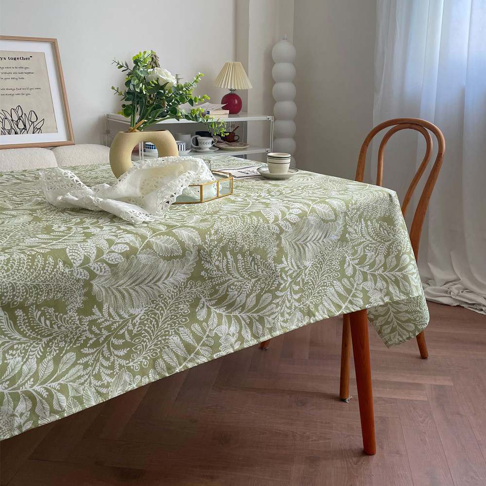 Outdoor Furniture Green - ผ้าฝ้ายผ้าลินินผ้าปูโต๊ะกันน้ํา,พืชสีเขียวออกแบบฝุ่นตาราง,สําหรับรับประทานอาหารวันเกิดPartyตกแต่งโต๊ะ