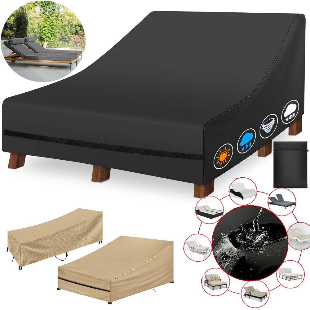 Outdoor Daybed Furniture - ผ้าคลุมเก้าอี้ชายหาดแบบกันน้ำ สำหรับเก้าอี้เดี่ยว/คู่ แบบกว้าง สำหรับกลางแจ้ง ทำจากหวาย ใช้คลุมเตียงอาบแดด