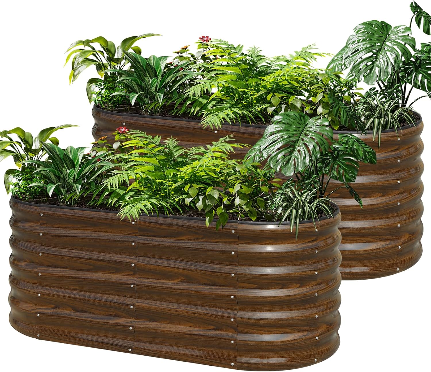 Planter Raised Metal - ชุดแปลงแปลงปลูกผักยกพื้นเหล็กชุบสังกะสี - 2 ชุด ขนาด 4x2x2