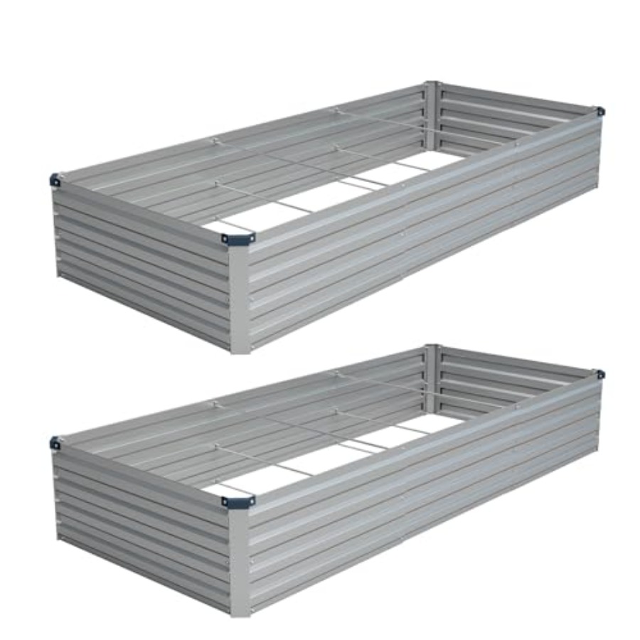 Planter Raised Metal - ชุดแปลงปลูกผักยกพื้นแบบชุบสังกะสี 2 ชิ้น ขนาด 9x3x1 ฟุต