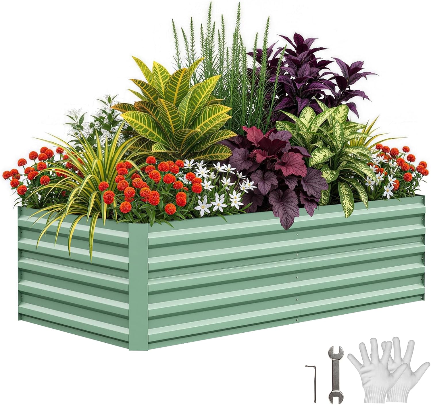Planter Raised Metal - แทคเลคกี้ กล่องปลูกต้นไม้ยกพื้นกลางแจ้ง ขนาด 8x4x2 ฟุต ชุบสังกะสี