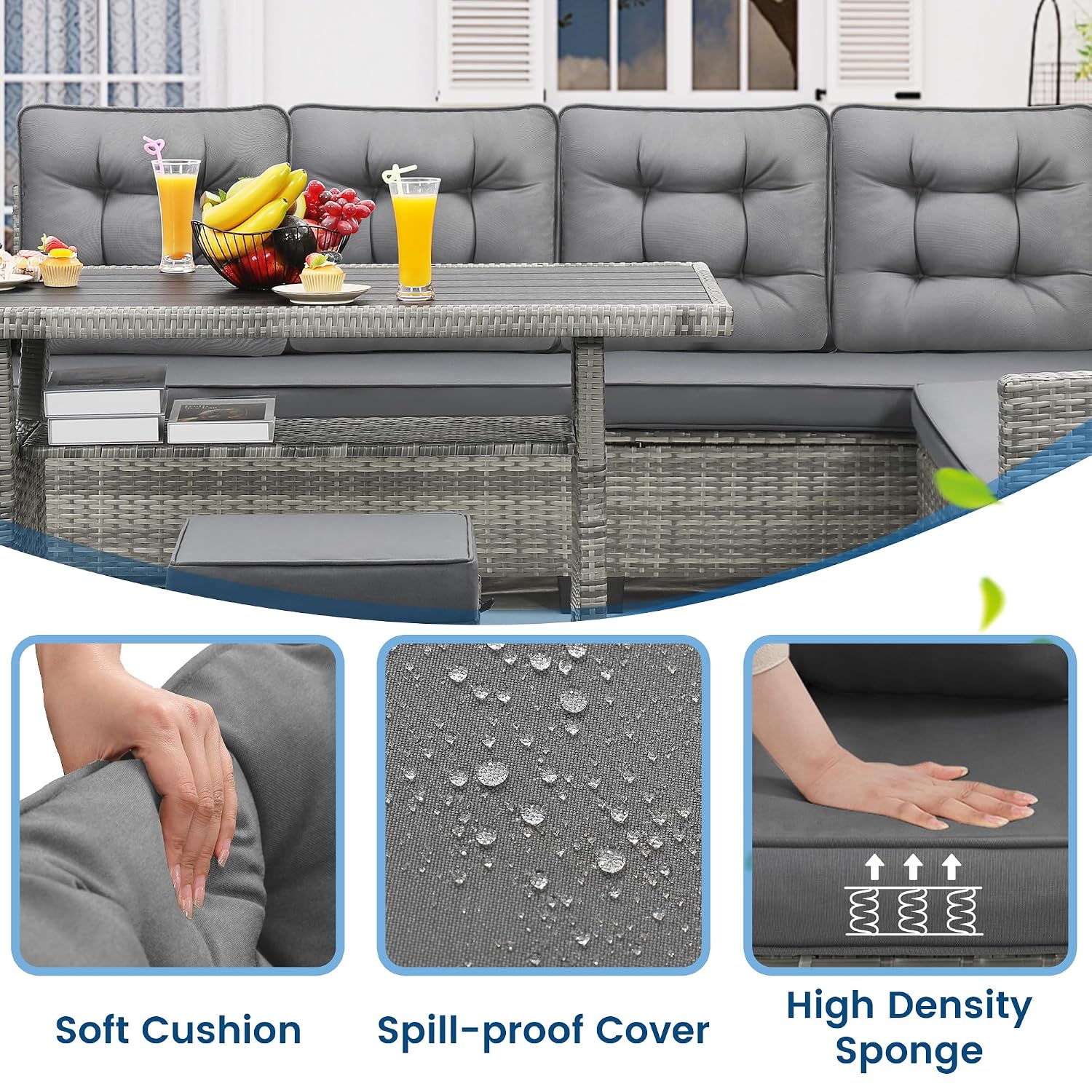 ชุดเฟอร์นิเจอร์ลานบ้าน 6 ชิ้น  - Outdoor Furniture Grey บทวิจารณ์และราคา
