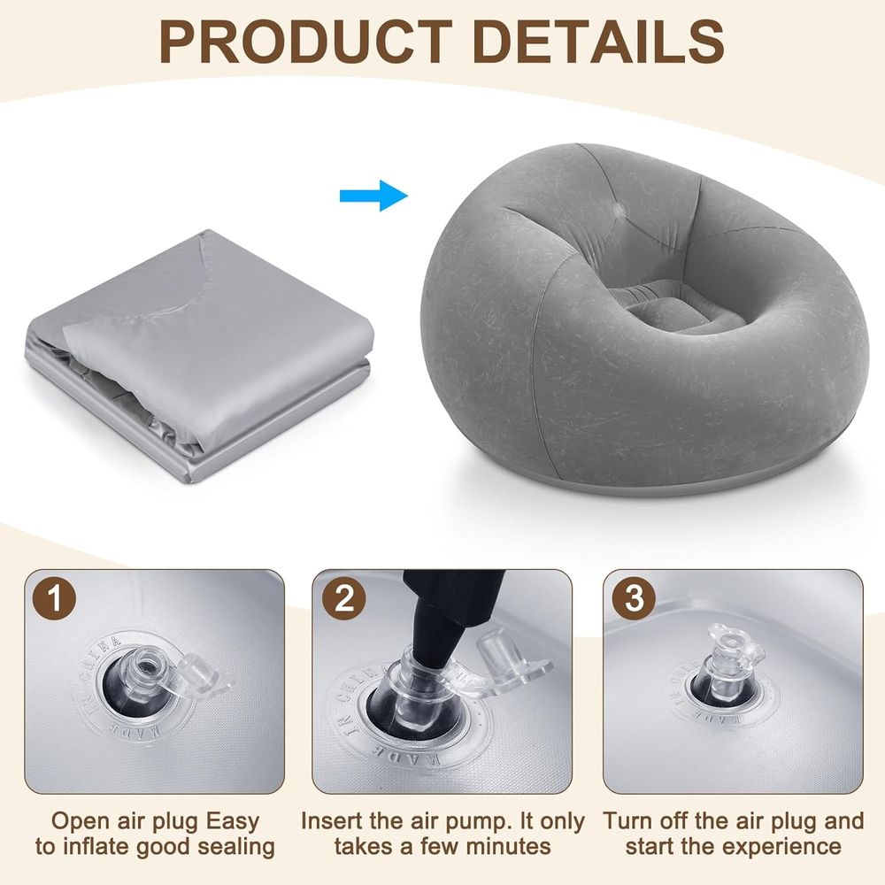 เก้าอี้บีนแบ็กเป่าลมสีเทา, โซฟ - Outdoor Furniture Grey บทวิจารณ์และราคา