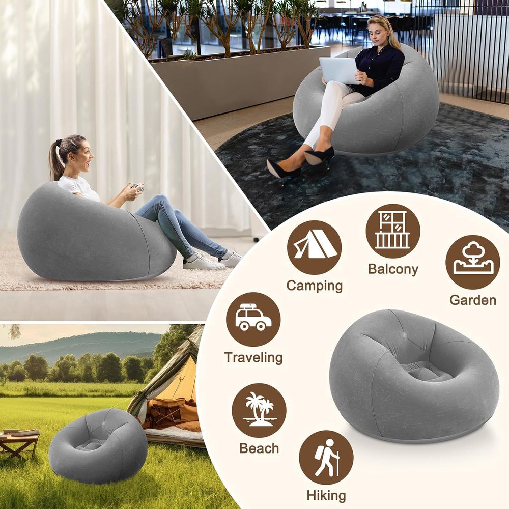 เก้าอี้บีนแบ็กเป่าลมสีเทา, โซฟ - Outdoor Furniture Grey บทวิจารณ์และราคา