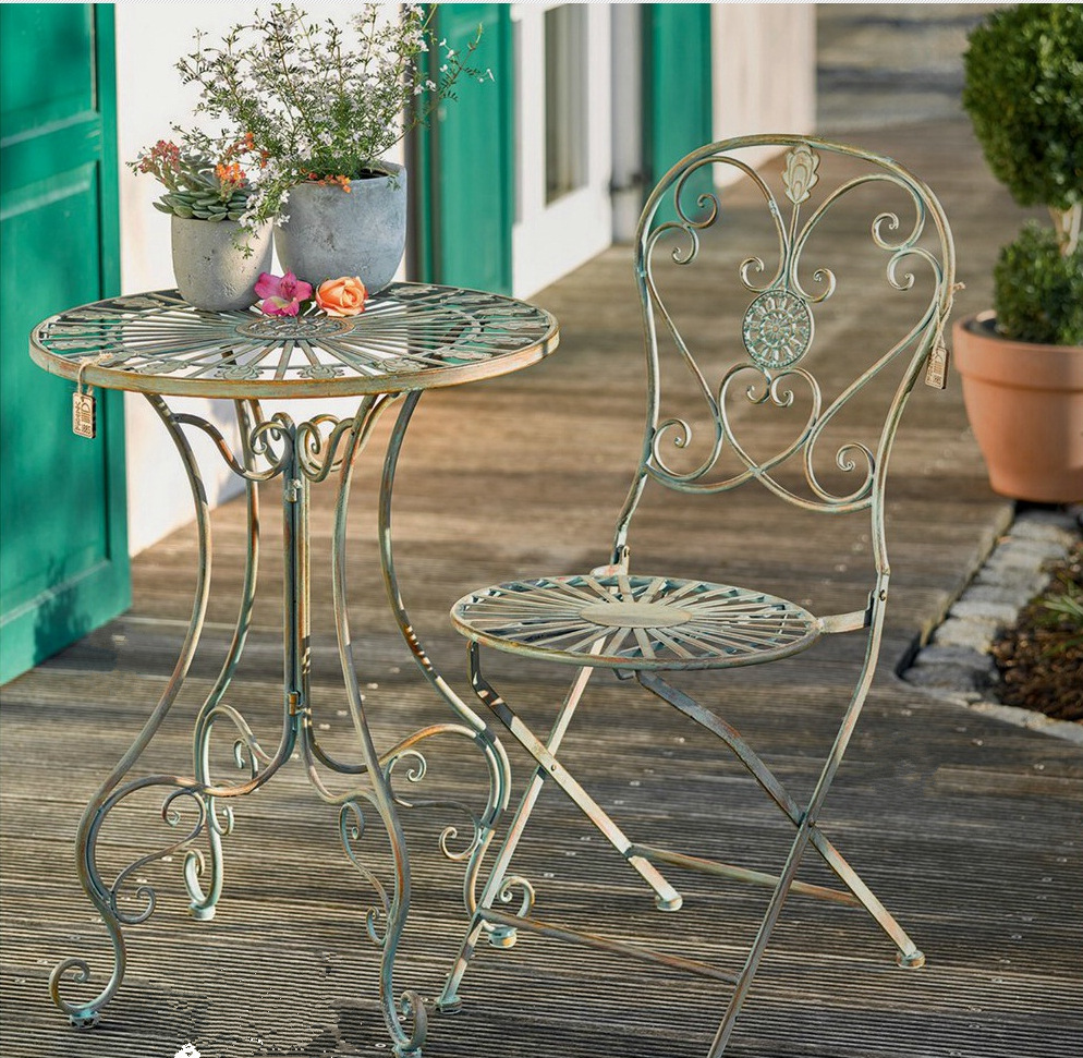 เก้าอี้โต๊ะกลมศิลปะเหล็กชนบทสไ - Outdoor Furniture Green บทวิจารณ์และราคา