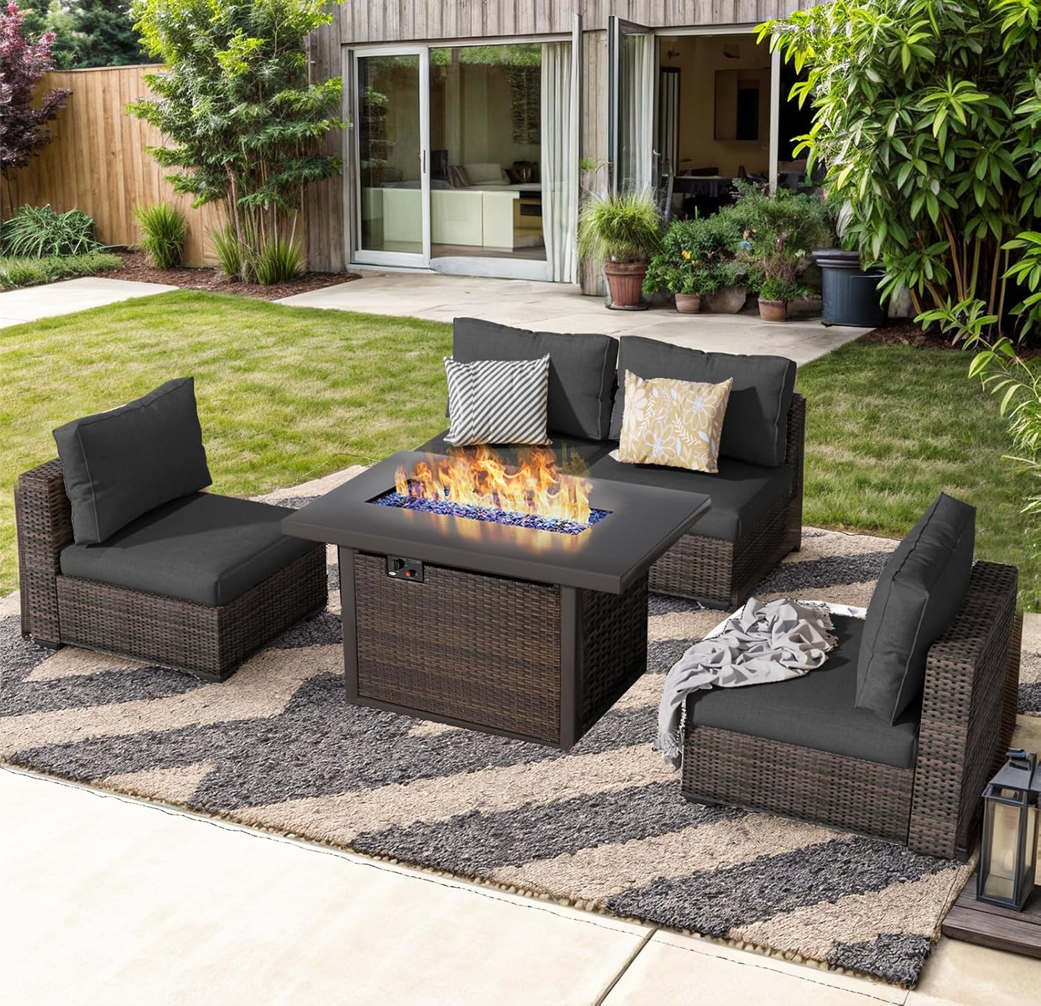 ชุดเฟอร์นิเจอร์กลางแจ้งแบบแยกส - Outdoor Furniture With Fire Pit Table บทวิจารณ์และราคา