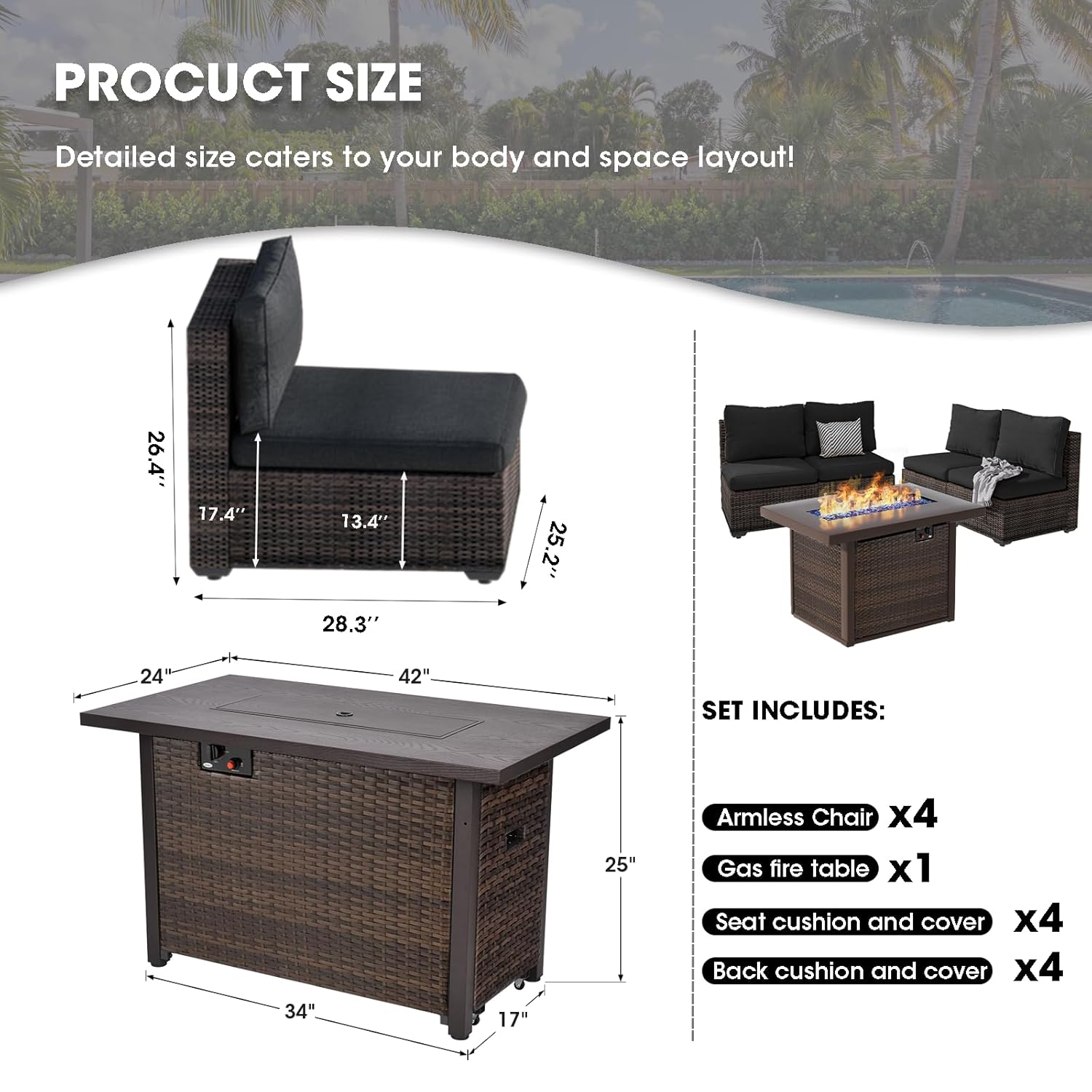 ชุดเฟอร์นิเจอร์กลางแจ้งแบบแยกส - Outdoor Furniture With Fire Pit Table บทวิจารณ์และราคา