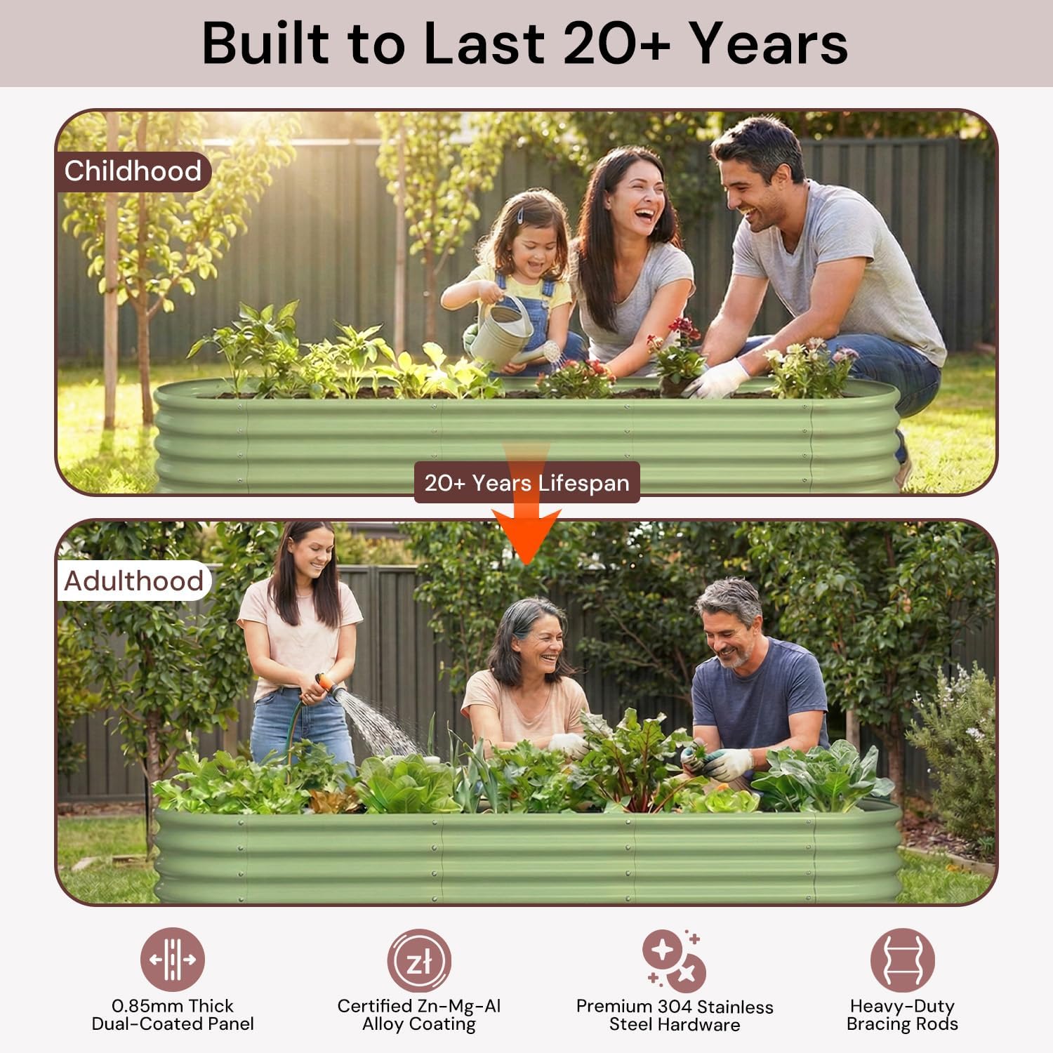 แปลงปลูกผักยกพื้นแบบชุบสังกะสี - Planter Raised Metal บทวิจารณ์และราคา
