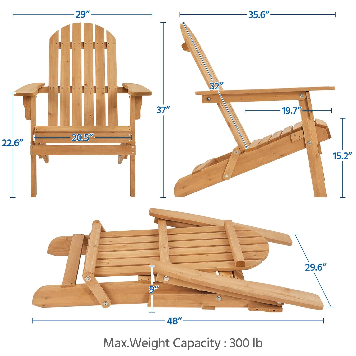 ชุดเก้าอี้ Adirondack พับได้ 2 - Outdoor Furniture Lounge Set บทวิจารณ์และราคา