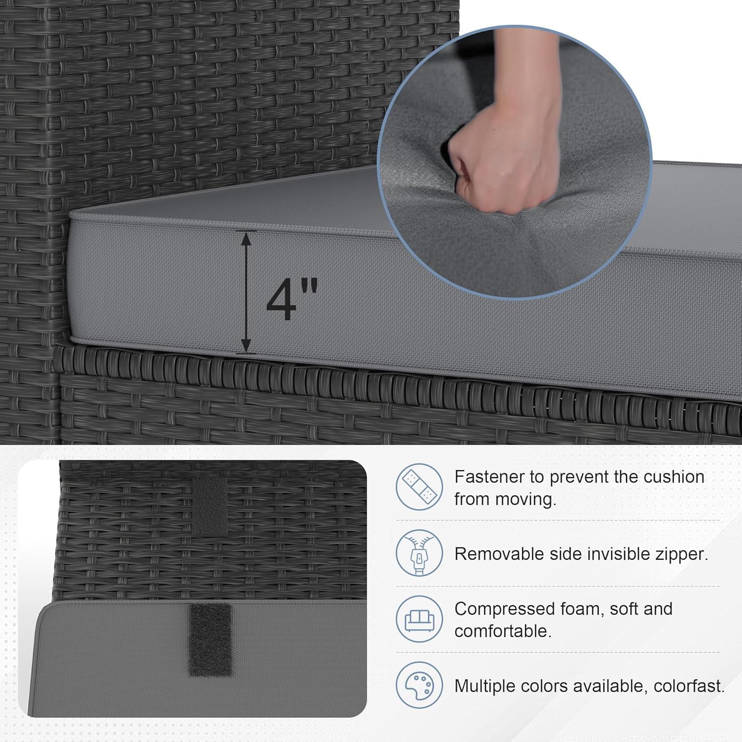 Grey Thickened Cushion 5PCS Ou - Outdoor Furniture Grey บทวิจารณ์และราคา