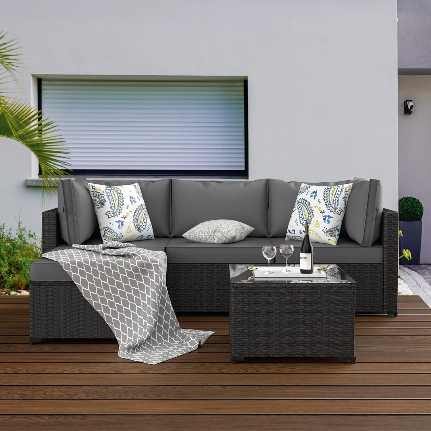 Grey Thickened Cushion 5PCS Ou - Outdoor Furniture Grey บทวิจารณ์และราคา