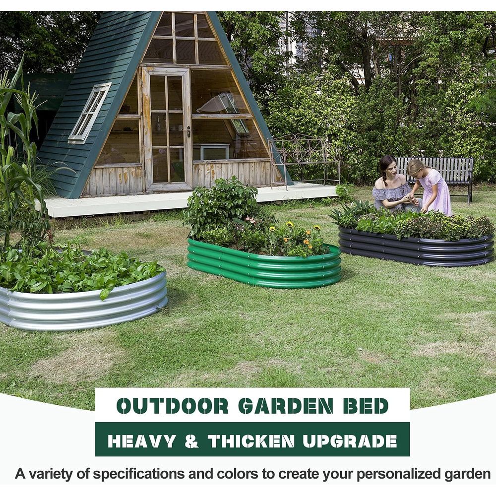 กระถางปลูกผักทรงรีชุบสังกะสี 2 - Planter Raised Metal บทวิจารณ์และราคา
