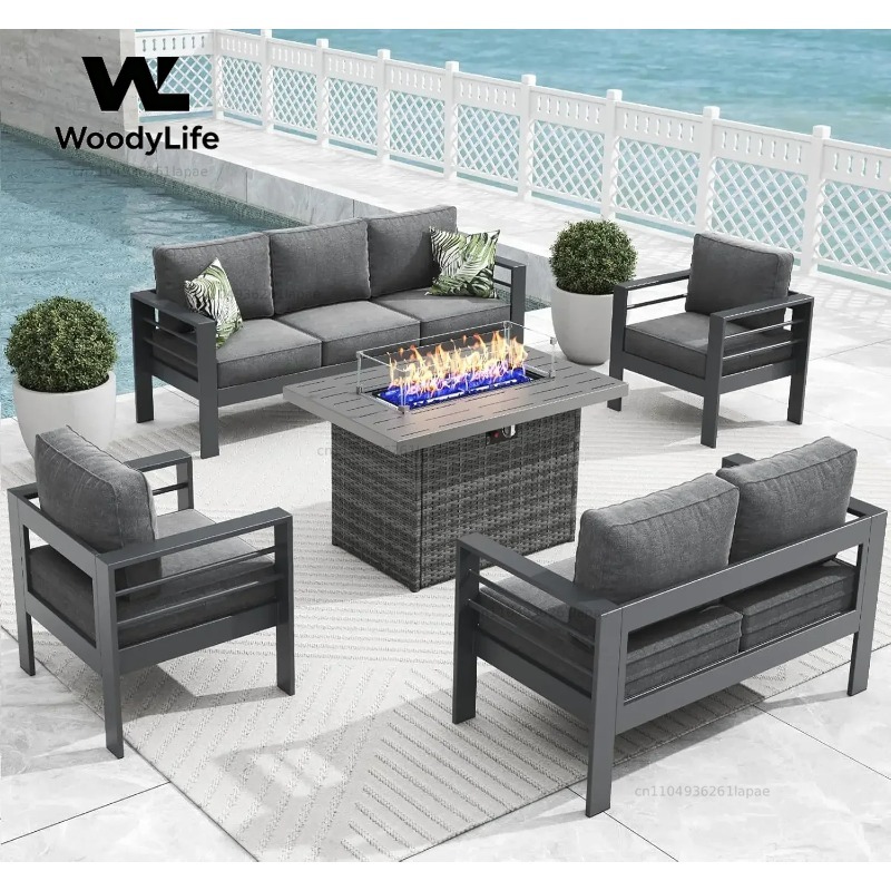 ชุดเฟอร์นิเจอร์ลานบ้านอลูมิเนี - Outdoor Furniture With Fire Pit Table บทวิจารณ์และราคา