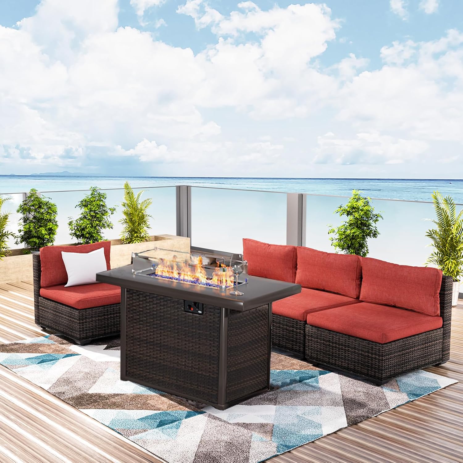 ชุดเฟอร์นิเจอร์ลานบ้านพร้อมโต๊ - Outdoor Furniture With Fire Pit Table บทวิจารณ์และราคา