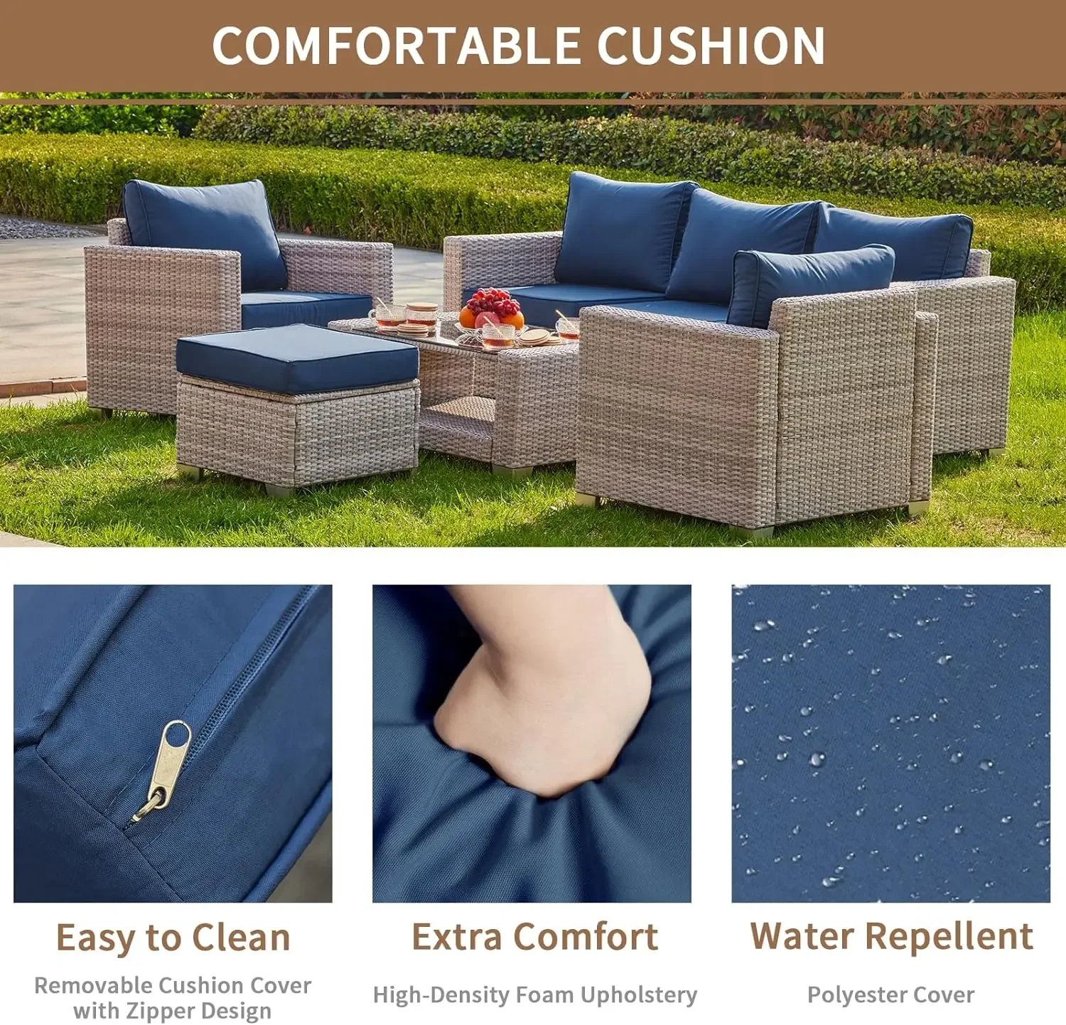 % 7 ชิ้นชุดเฟอร์นิเจอร์ลานกลาง - Outdoor Furniture Grey บทวิจารณ์และราคา