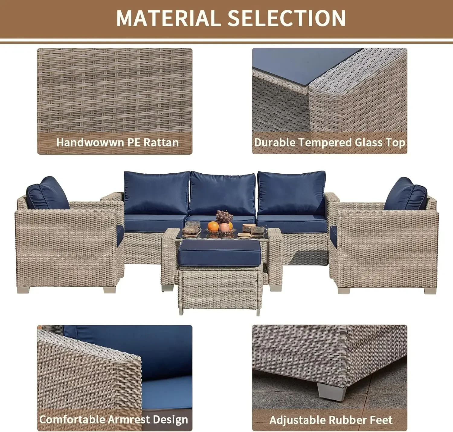 % 7 ชิ้นชุดเฟอร์นิเจอร์ลานกลาง - Outdoor Furniture Grey บทวิจารณ์และราคา