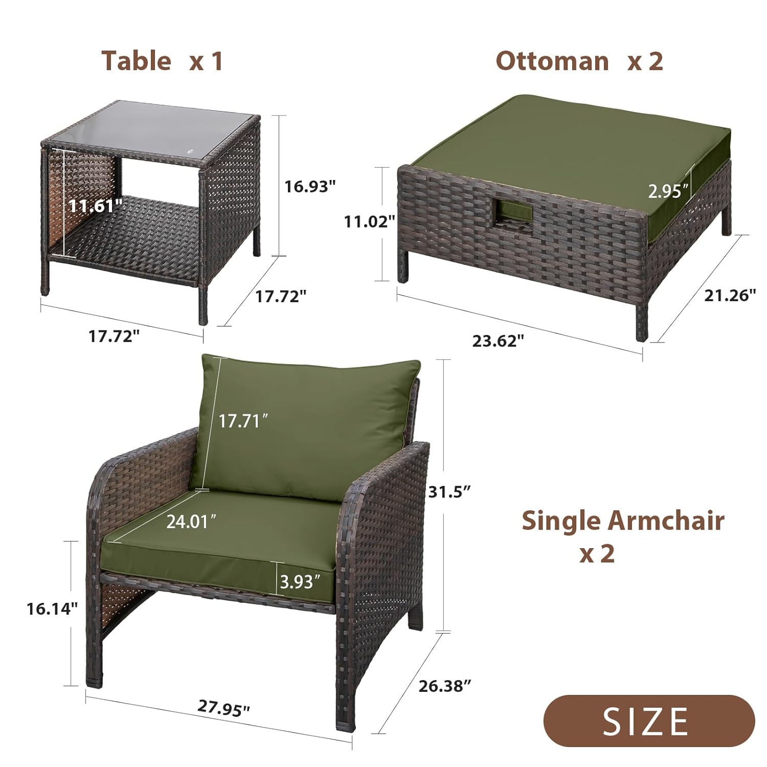 ชุดเฟอร์นิเจอร์หวาย PE 5 ชิ้น  - Outdoor Furniture Lounge Set บทวิจารณ์และราคา