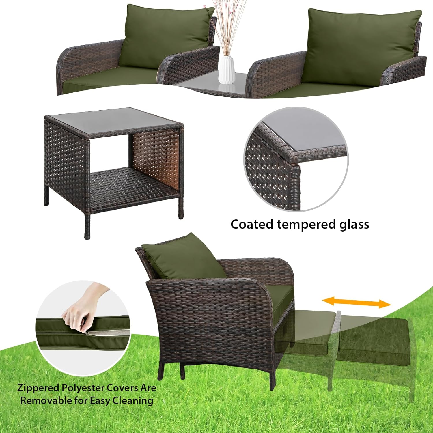 ชุดเฟอร์นิเจอร์หวาย PE 5 ชิ้น  - Outdoor Furniture Lounge Set บทวิจารณ์และราคา
