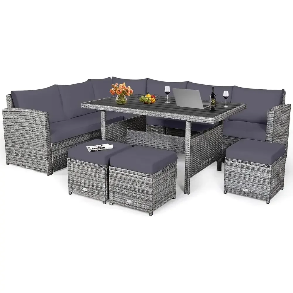 ชุดเฟอร์นิเจอร์ระเบียงหวายสีเท - Outdoor Furniture Grey บทวิจารณ์และราคา