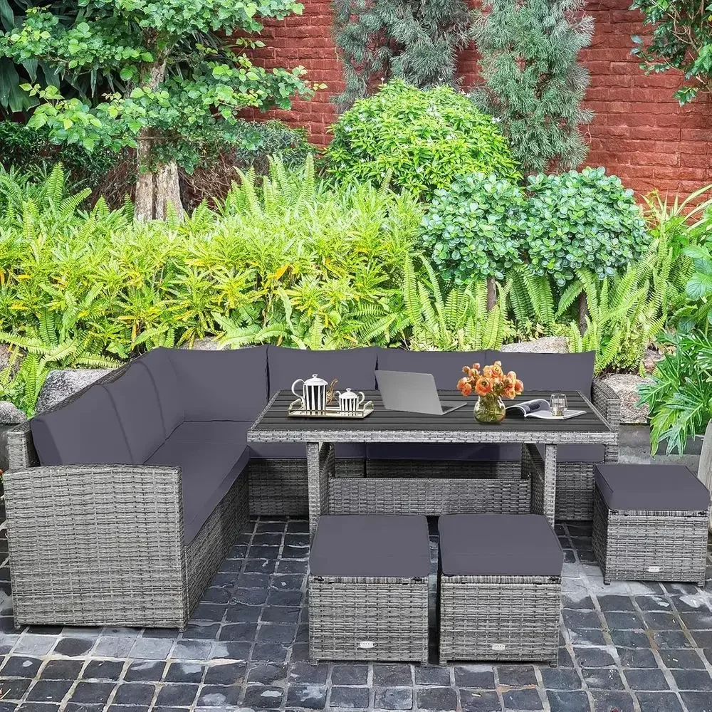 ชุดเฟอร์นิเจอร์ระเบียงหวายสีเท - Outdoor Furniture Grey บทวิจารณ์และราคา