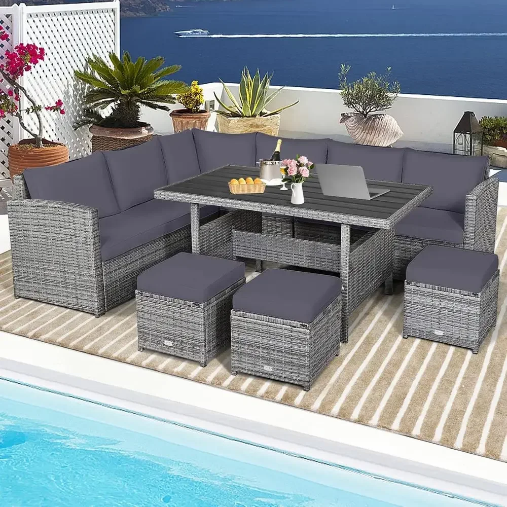 ชุดเฟอร์นิเจอร์ระเบียงหวายสีเท - Outdoor Furniture Grey บทวิจารณ์และราคา