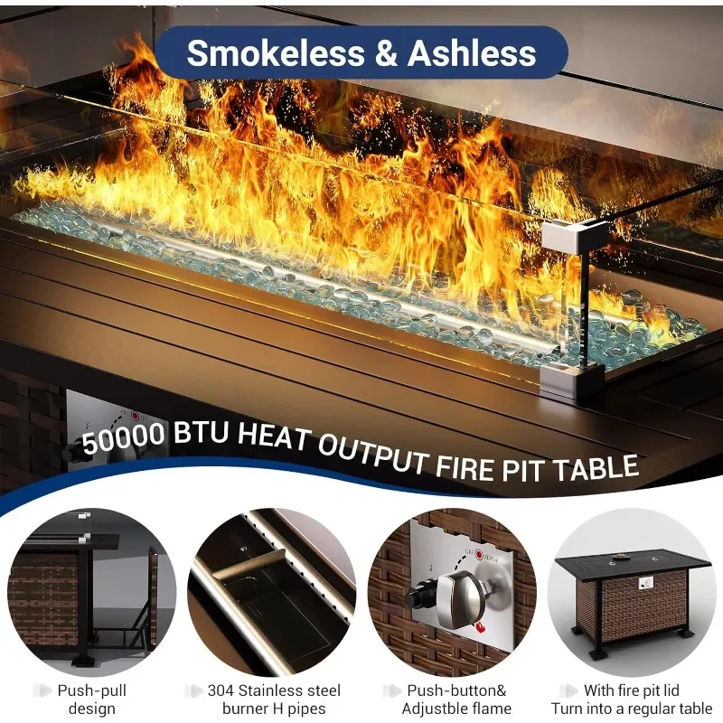 ชุดเฟอร์นิเจอร์พร้อมโต๊ะหลุมไฟ - Outdoor Furniture With Fire Pit Table บทวิจารณ์และราคา
