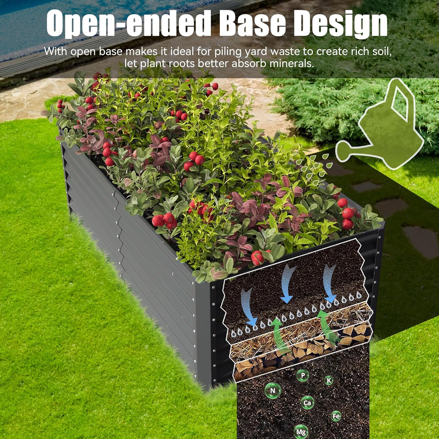 แปลงปลูกผักยกพื้นชุบสังกะสี ขน - Planter Raised Metal บทวิจารณ์และราคา
