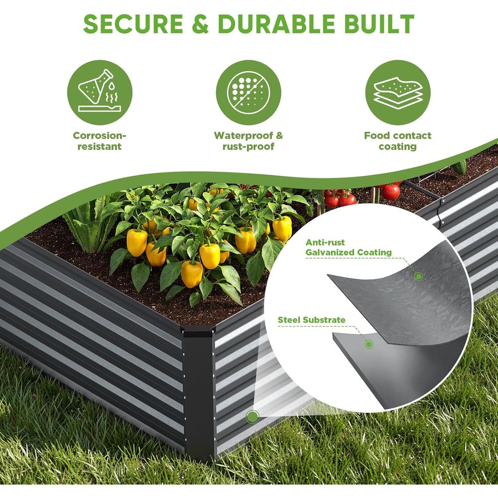 แปลงปลูกผักยกพื้นกลางแจ้งขนาดใ - Planter Raised Metal บทวิจารณ์และราคา