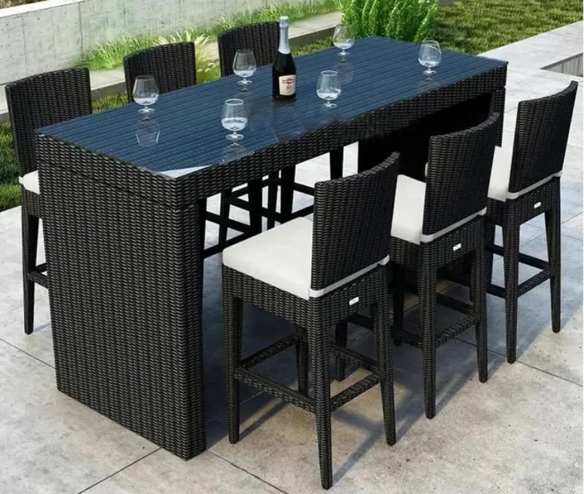 ชุดโต๊ะบาร์หวาย 7 ชิ้น ชุดรับป - Outdoor Furniture Europe บทวิจารณ์และราคา