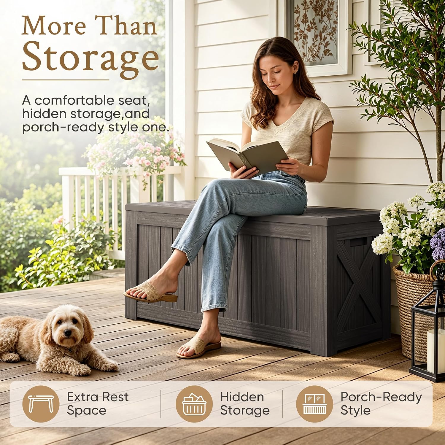 กล่องเก็บของขนาดใหญ่ 120 แกลลอ - Outdoor Furniture With Storage บทวิจารณ์และราคา