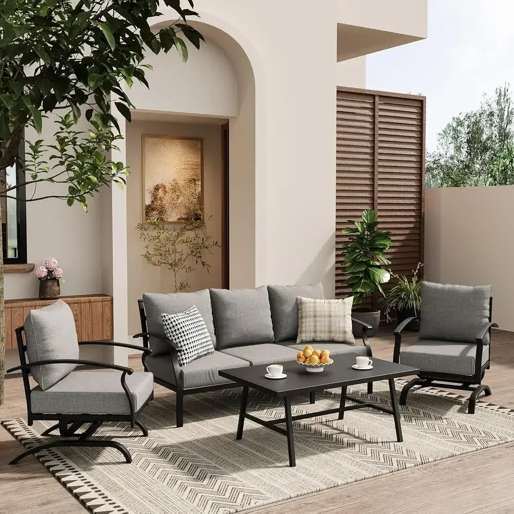 ชุดเฟอร์นิเจอร์โลหะสำหรับลานกล - Outdoor Furniture Grey บทวิจารณ์และราคา