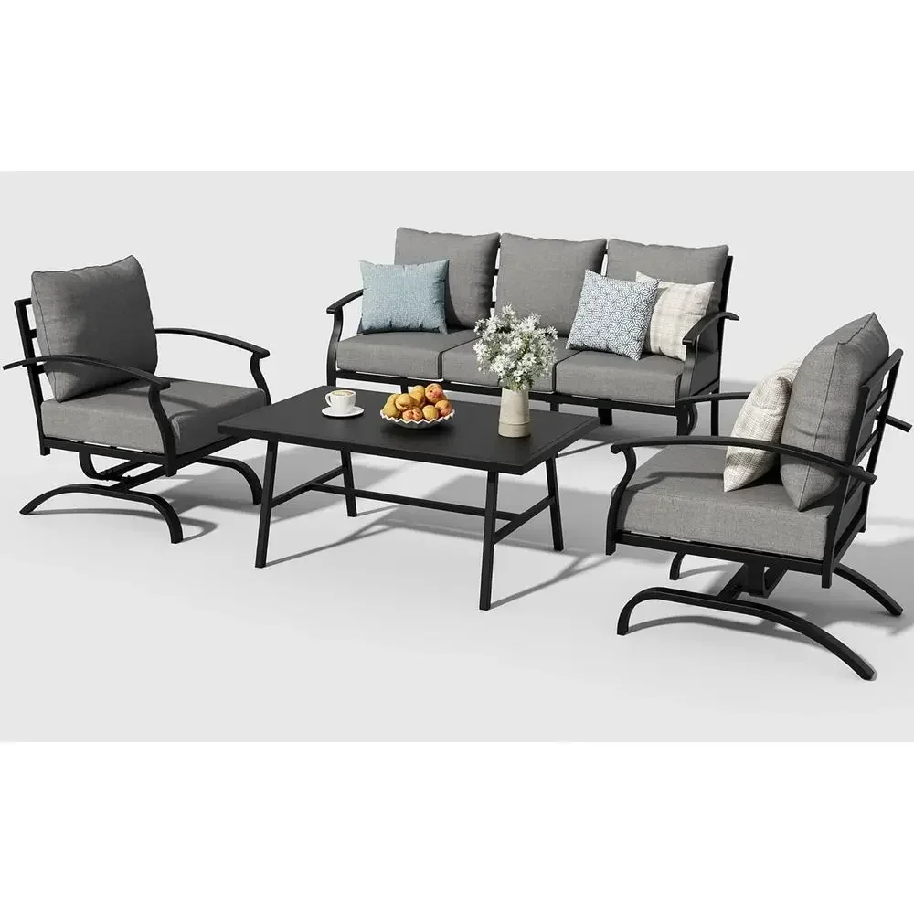 ชุดเฟอร์นิเจอร์โลหะสำหรับลานกล - Outdoor Furniture Grey บทวิจารณ์และราคา