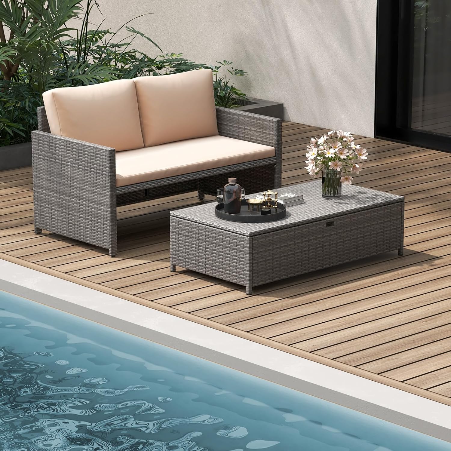 ชุดโซฟาหวายสำหรับกลางแจ้ง 2 ที - Outdoor Daybed Furniture บทวิจารณ์และราคา