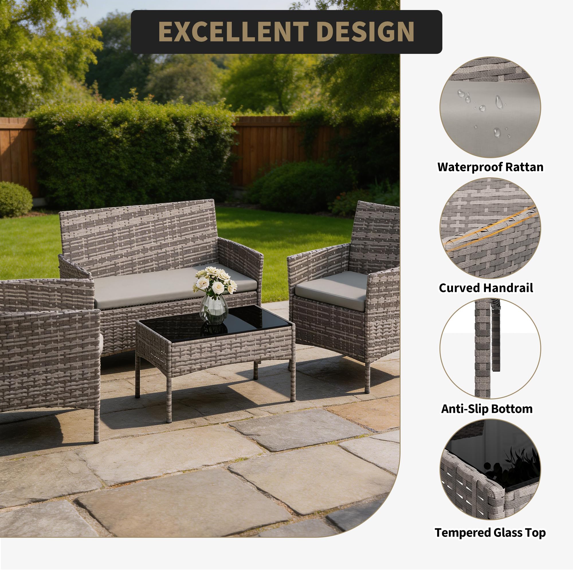 ชุดเฟอร์นิเจอร์ลานบ้าน 4 ชิ้น, - Outdoor Furniture Hong Kong บทวิจารณ์และราคา