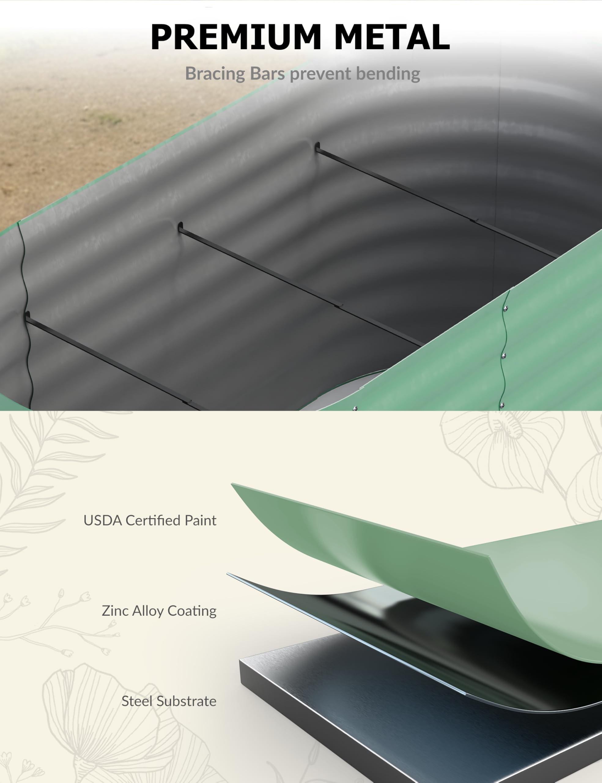 แปลงปลูกผักยกพื้นชุบสังกะสี ขน - Planter Raised Metal บทวิจารณ์และราคา