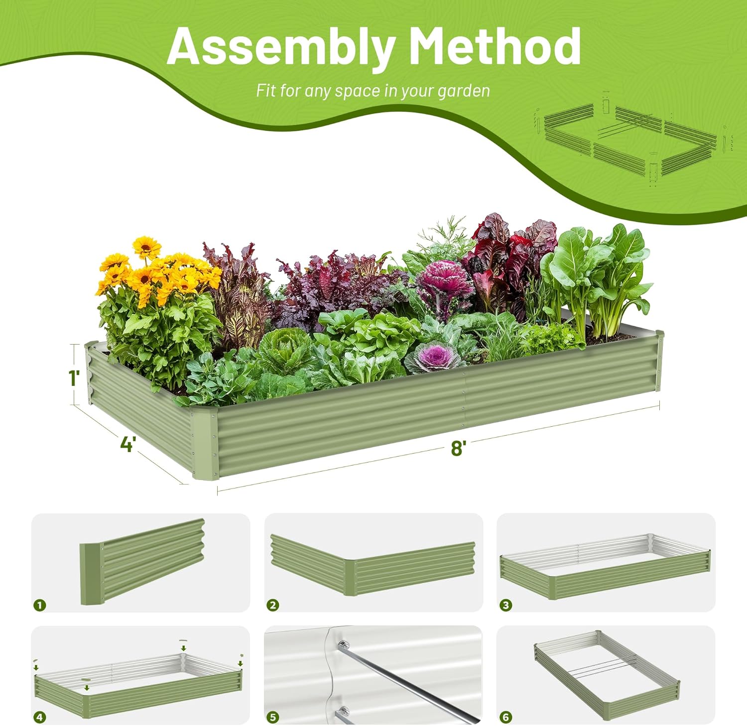 แปลงปลูกผักกลางแจ้งแบบยกพื้น ท - Planter Raised Metal บทวิจารณ์และราคา