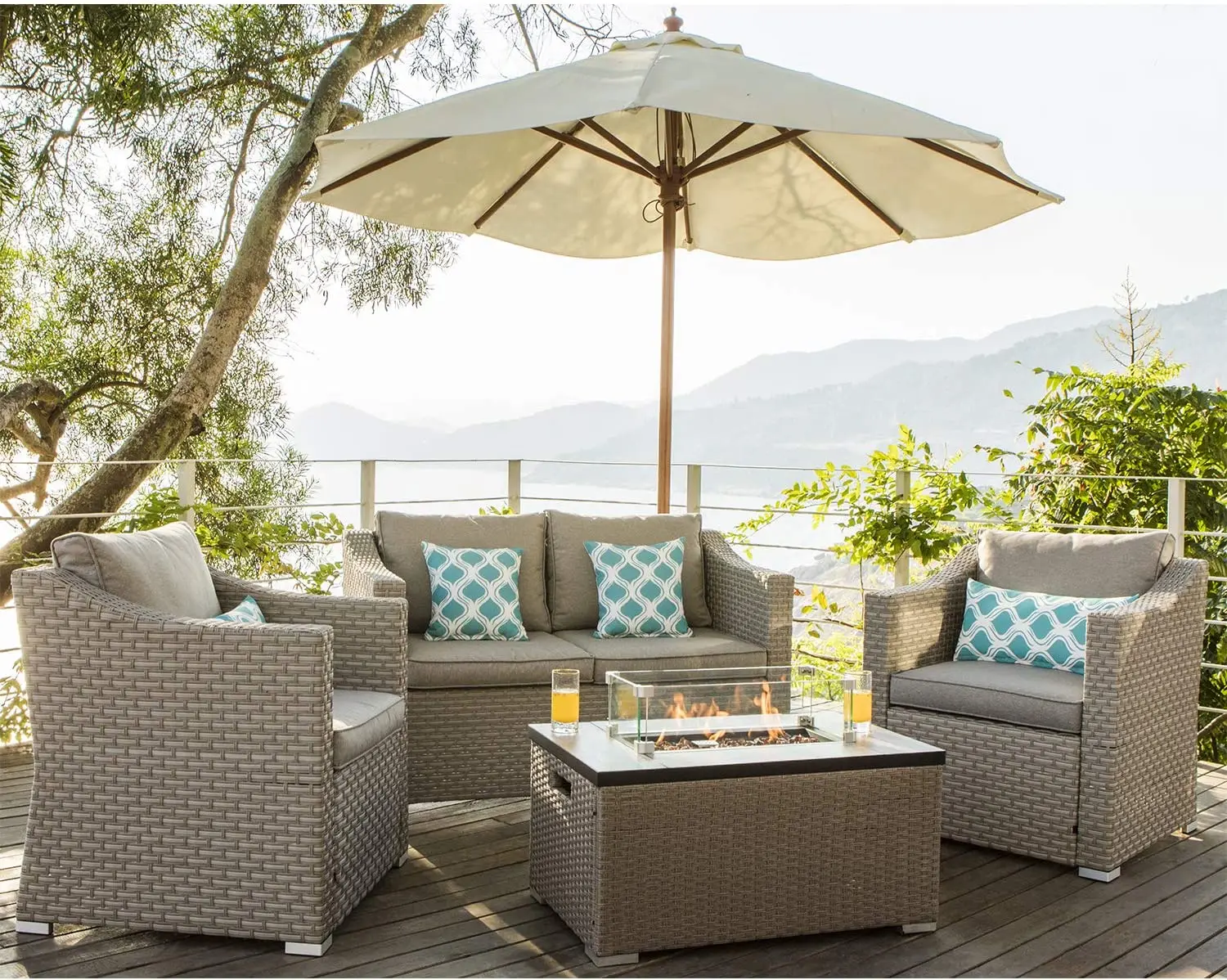 -เฟอร์นิเจอร์กลางแจ้ง 5 ชิ้นหว - Outdoor Furniture With Fire Pit Table บทวิจารณ์และราคา