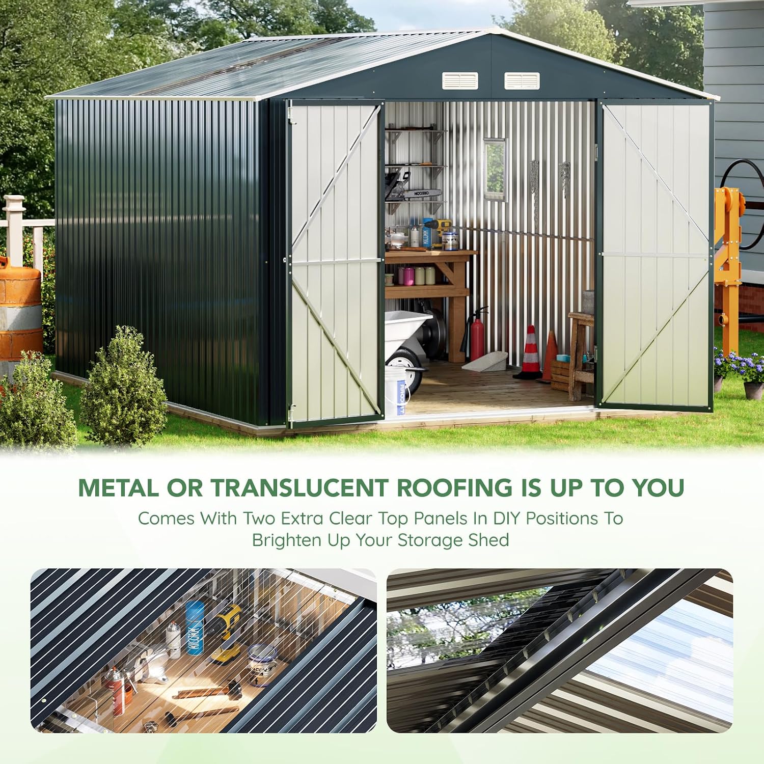 โรงเก็บของกลางแจ้งขนาด 10x12x7 - Outdoor Furniture With Storage บทวิจารณ์และราคา