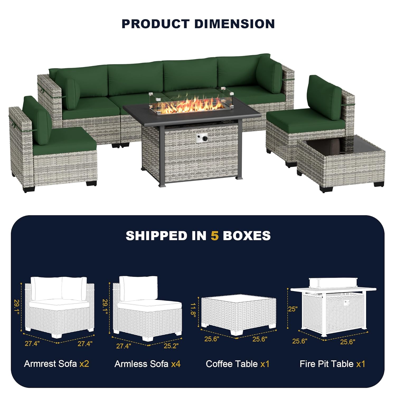 ชุดเฟอร์นิเจอร์กลางแจ้ง 8 ชิ้น - Outdoor Furniture With Fire Pit Table บทวิจารณ์และราคา