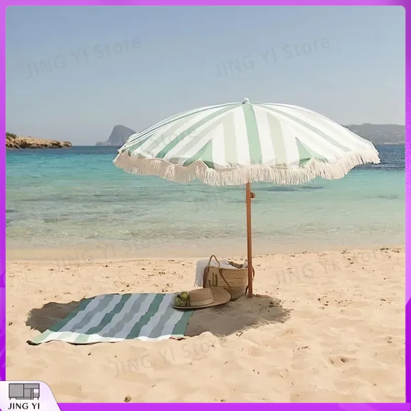 ร่มชายหาดแบบพกพาสีเขียวและสีขา - Outdoor Furniture Green บทวิจารณ์และราคา